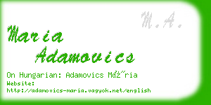 maria adamovics business card